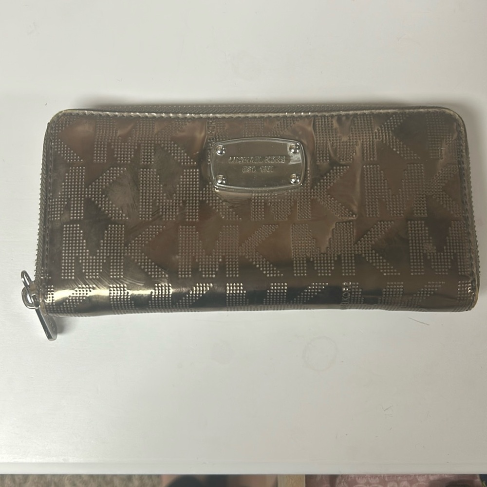 Michael Kors, wallet, brownish, and gold new without tags